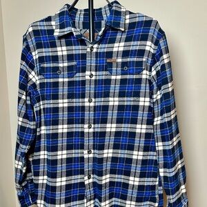 Orvis Blue and White Plaid Button-Down Shirt